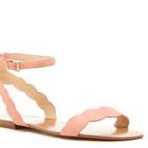 Sole Society 'Odette' Scalloped Ankle Strap Flat Sandal
